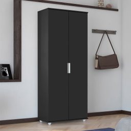 Armário Multiuso Organizador Sapateira com 2 Portas - Preto - Lh Móveis - 1