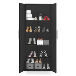 Armário Multiuso Organizador Sapateira com 2 Portas - Preto - Lh Móveis - 5