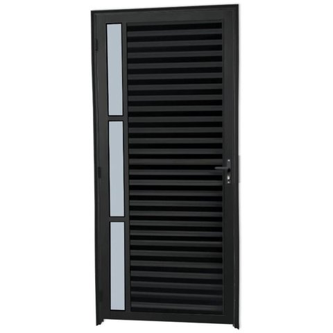 Porta de Aluminio Palheta Visor Lateral Vmb Direita Linha Premium:2,10 X 0,70/preto
