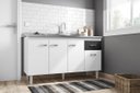 Ver imagem 1 de Balcão de Cozinha Gabriela 150cm Branco/Preto S/Tampo - AJL Móveis