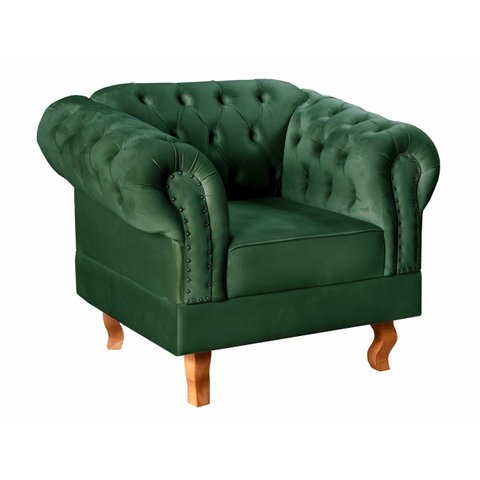 Poltrona Chesterfield Duque Dom Pedro Capitonê - Veludo Verde Musgo