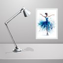 Ver imagem 2 de Quadro Bailarina Azul - Aquarela 45x34cm:moldura Branca
