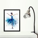 Ver imagem 1 de Quadro Bailarina Azul - Aquarela 45x34cm:moldura Branca