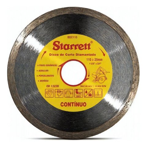 Disco Corte Diamantado 4.3/8 Pol 110mm Ddc110 Starrett Cor Cinza