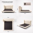 Ver imagem 4 de Cama Box Base Casal com Cabeceira Mochi 138x188 Estofada Orgânica Japonesa Bouclê Creme - Desk Desig