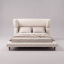 Ver imagem 1 de Cama Box Base Casal com Cabeceira Mochi 138x188 Estofada Orgânica Japonesa Bouclê Creme - Desk Desig