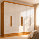 Ver imagem 1 de Guarda Roupa Casal 6 Portas 2 Gavetas Lyon Yescasa Bege/Cinamomo/Off White