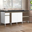 Ver imagem 2 de Gabinete Cozinha Armário Pia 174cm Portas e Gavetas 100% Mdf: Avelato/branco