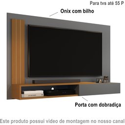 Painel de Tv Smart Sala Quarto até 50 Polegadas Monaco - Cores - Comprar Moveis em Casa: Onix / Natu - 2