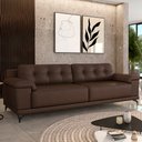 Ver imagem 1 de Sofá Living 4 lugares 292cm Agostino Pés Design em Ferro Couro Marrom Manchado G52 - Gran Belo