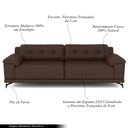 Ver imagem 3 de Sofá Living 4 lugares 292cm Agostino Pés Design em Ferro Couro Marrom Manchado G52 - Gran Belo