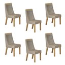 Ver imagem 1 de Kit de 6 Cadeiras para Sala de Jantar Luna Bege/Cinamomo/Veludo