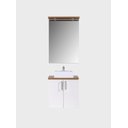 Ver mais imagens de Gabinete para Banheiro com Cuba e Espelho com Led 60cm Mdf Freijo com Branco Paris - On Móveis