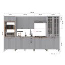 Ver imagem 3 de Cozinha Modulada 6 Peças 1 Torre Quente 1 Cristaleira com Vidro 2 Balcão sem Tampo 2 Aéreos 100% MDF Bari Cinza/Titanio Fosco