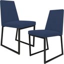 Ver imagem 1 de Kit 02 Cadeira para Sala Jantar Base Aço Industrial Preto Dafne L02 Suede Azul Marinho - lyam