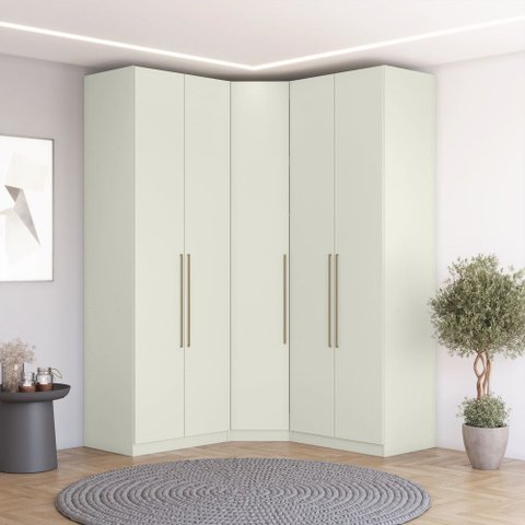 Guarda Roupa Modulado de Canto Oblíquo 5 Portas com Cabeideiros Seletto Henn