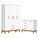 Ver imagem 1 de Jogo de Quarto Infantil Flip Guarda Roupa 4 Portas e Cômoda 1 Porta Branco Fosco - Reller Móveis