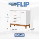 Ver imagem 7 de Jogo de Quarto Infantil Flip Guarda Roupa 4 Portas e Cômoda 1 Porta Branco Fosco - Reller Móveis