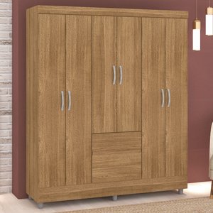 Guarda-roupa Casal San Diego 6 Portas 2 Gavetas Nature - Panorama Móveis