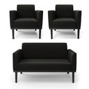 Ver imagem 2 de Conjunto 2 Poltronas e 1 Namoradeira Decorativa Isabella Pés Fixo em Madeira Preto Suede Preto G19 -