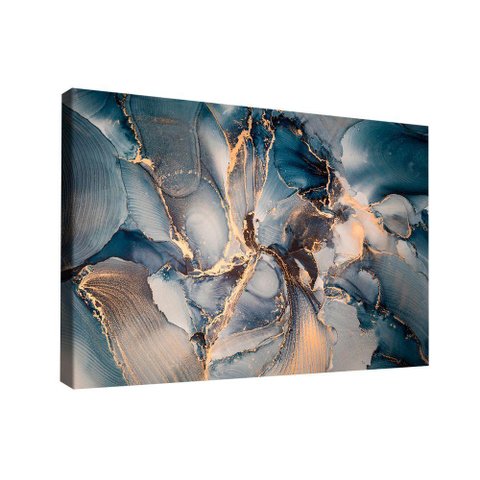 Quadro Abstrato Azul Gold Br Artes Grande 118x78
