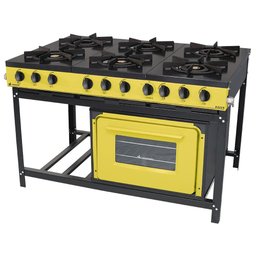 Fogão Profissional Venâncio 6 Bocas Linha Bravo com Forno Amarelo BR6BFAM - 1