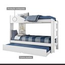 Ver imagem 2 de Treliche Solteiro com Cama Auxiliar, Prateleira e Proteção Antiqueda Indy Branco