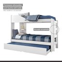Ver imagem 3 de Treliche Solteiro com Cama Auxiliar, Prateleira e Proteção Antiqueda Indy Branco