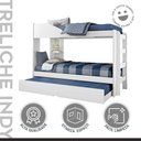 Ver mais imagens de Treliche Solteiro com Cama Auxiliar, Prateleira e Proteção Antiqueda Indy Branco