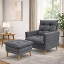 Ver imagem 3 de Kit Poltrona Reclinavel + Puff Amamentação Granada Tecido Veludo - Sofatec