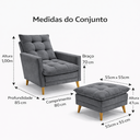 Ver imagem 7 de Kit Poltrona Reclinavel + Puff Amamentação Granada Tecido Veludo - Sofatec