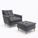 Ver imagem 1 de Kit Poltrona Reclinavel + Puff Amamentação Granada Tecido Veludo - Sofatec