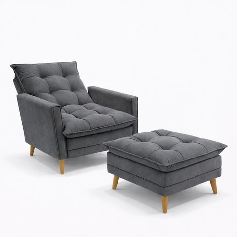 Kit Poltrona Reclinavel + Puff Amamentação Granada Tecido Veludo - Sofatec