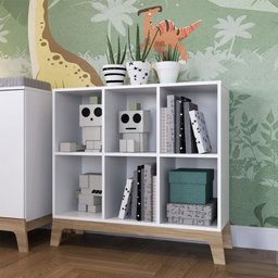 Estante Infantil Montessoriana com 6 Nichos Branca e Itapuã - 4