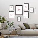 Ver imagem 1 de Kit 7 Quadros Decorativos Sentimentos - com Vidro: Moldura Branca