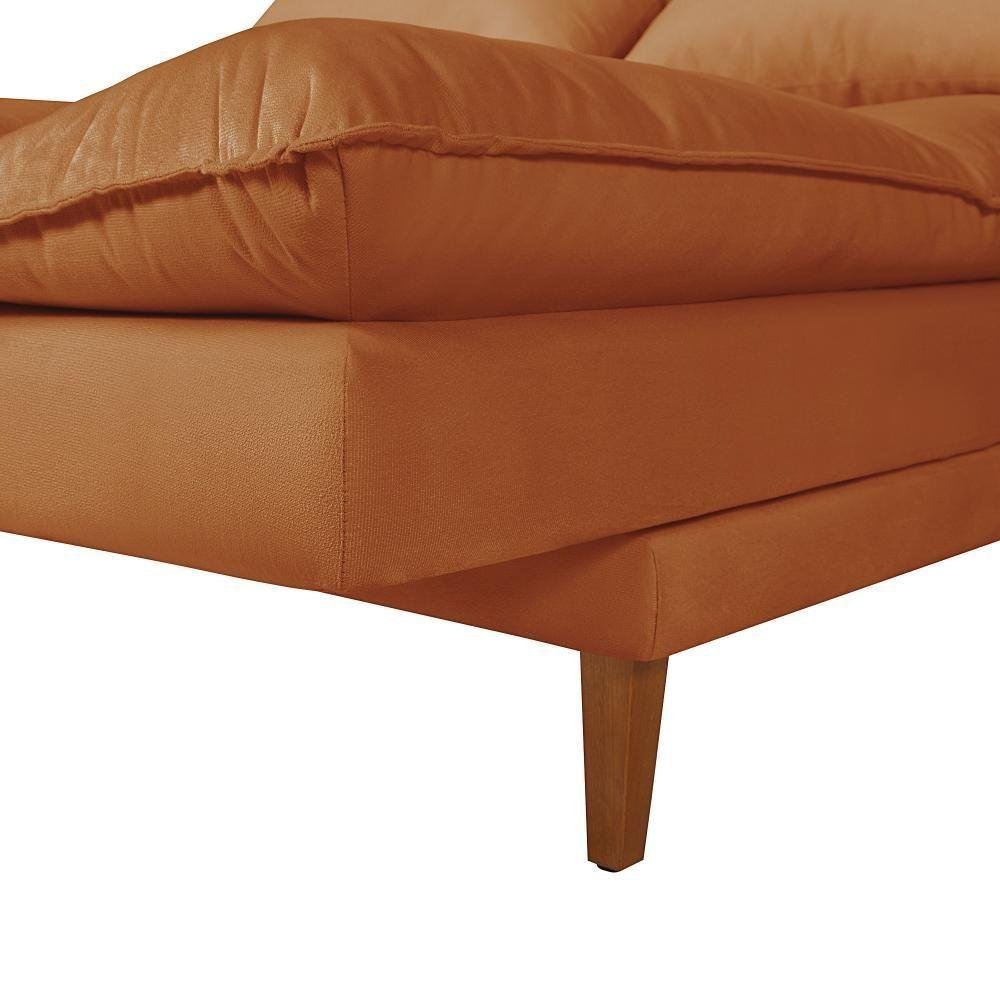 Sofá Cama Vancouver 3 Lugares Império Reclinável Casal Pés Madeira Suede Terracota 174 - 7