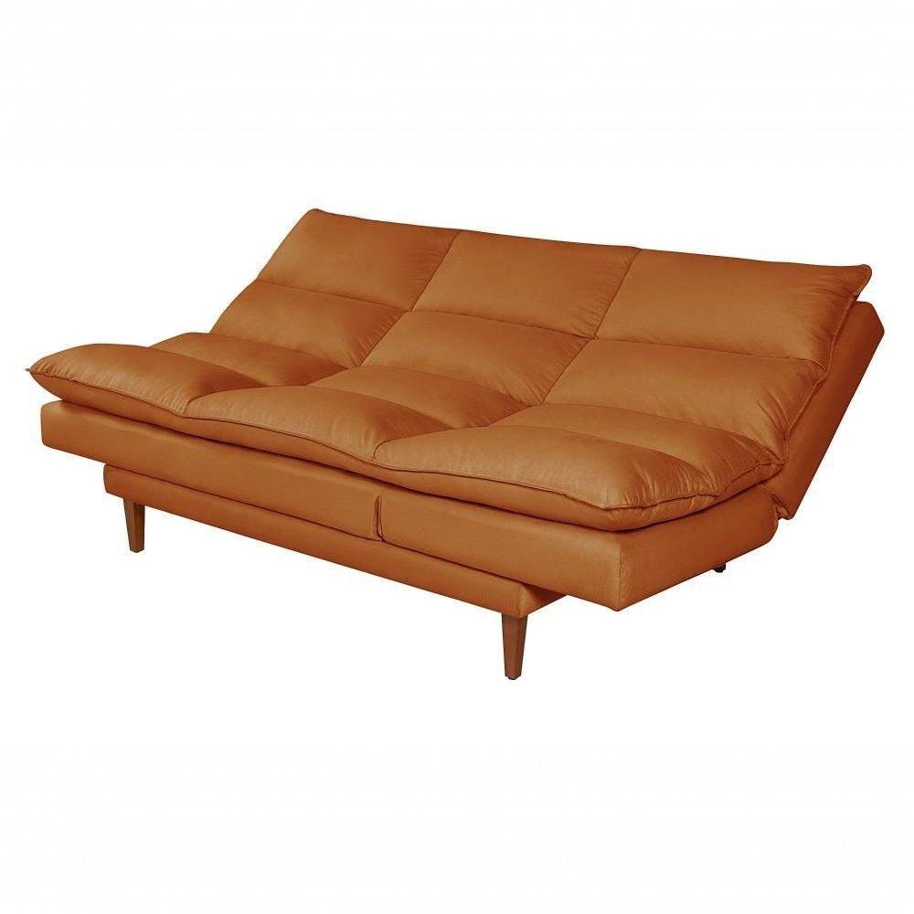 Sofá Cama Vancouver 3 Lugares Império Reclinável Casal Pés Madeira Suede Terracota 174 - 2