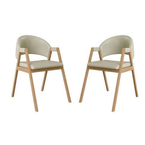 Kit 2 Cadeiras Suellen Luxo Reforçada Mesa de Jantar Courino Cor:bege
