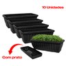 Kit 10 Vasos Jardineiras Plantas Floreira de Janela Prato Cor:Preto - 3