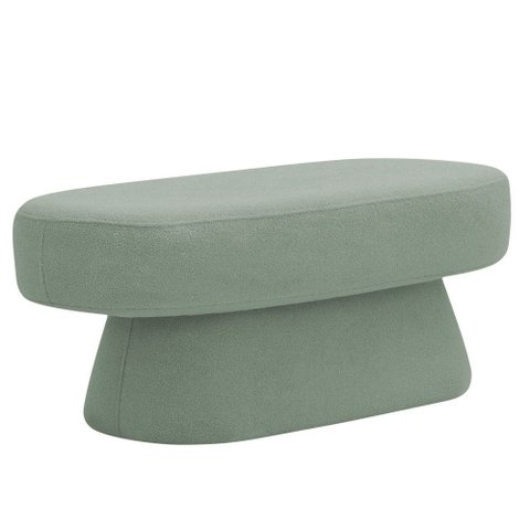 Banco Orgânico 102cm Liz Sala de Estar Bouclé Verde Claro - Nexta Casa