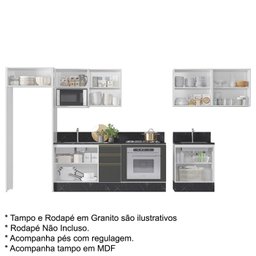 Cozinha Modulada 10 Peças em Mdf Kali Premium Cj11 Branco Chumbo Nicioli - 7