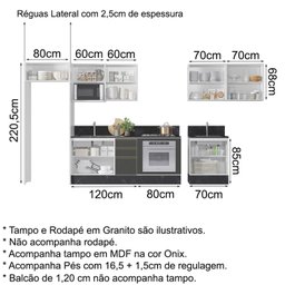 Cozinha Modulada 10 Peças em Mdf Kali Premium Cj11 Branco Chumbo Nicioli - 8