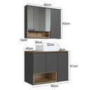 Ver imagem 4 de Gabinete de Banheiro com Cuba e Espelheira 80cm 6 Portas 2 Nichos Cecília Mel/Grafite - Faema Móveis
