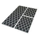 Ver imagem 3 de Kit Tapetes e Passadeira De Cozinha 3 Peças Antiderrapante Arabesco Geométrico Preto e Branco