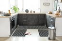 Ver imagem 2 de Kit Tapetes e Passadeira De Cozinha 3 Peças Antiderrapante Arabesco Geométrico Preto e Branco