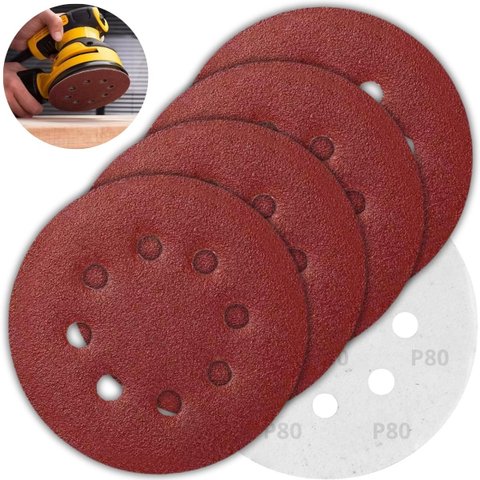 Disco de Lixa Aderente com Furo 125mm Grão 80 | 04 Un
