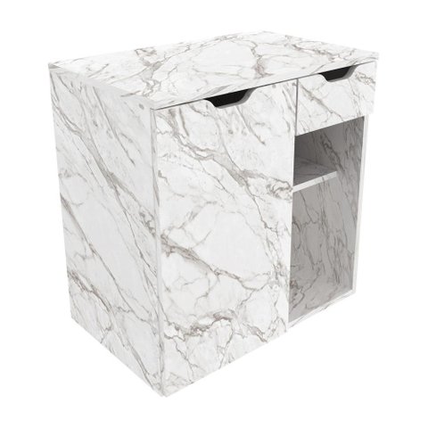 Gabinete Banheiro 1 Porta 1 Gaveta 60cm Multimóveis VCR10085 Mármore Branco