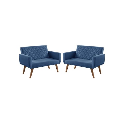 Kit 2 Poltronas 2 Lugares Anabelle Unidecor Azul Bic