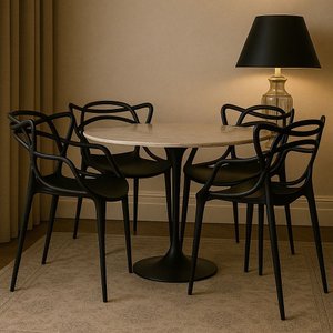 Kit 4 Cadeiras Allegra Preta – Conforto Ergonômico, Empilhável, Cozinha e Varanda