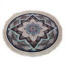 Ver imagem 1 de Tapete Persa Redondo Azul e Bege com Medalhão para Quarto Sala e Escritório - 200x200cm